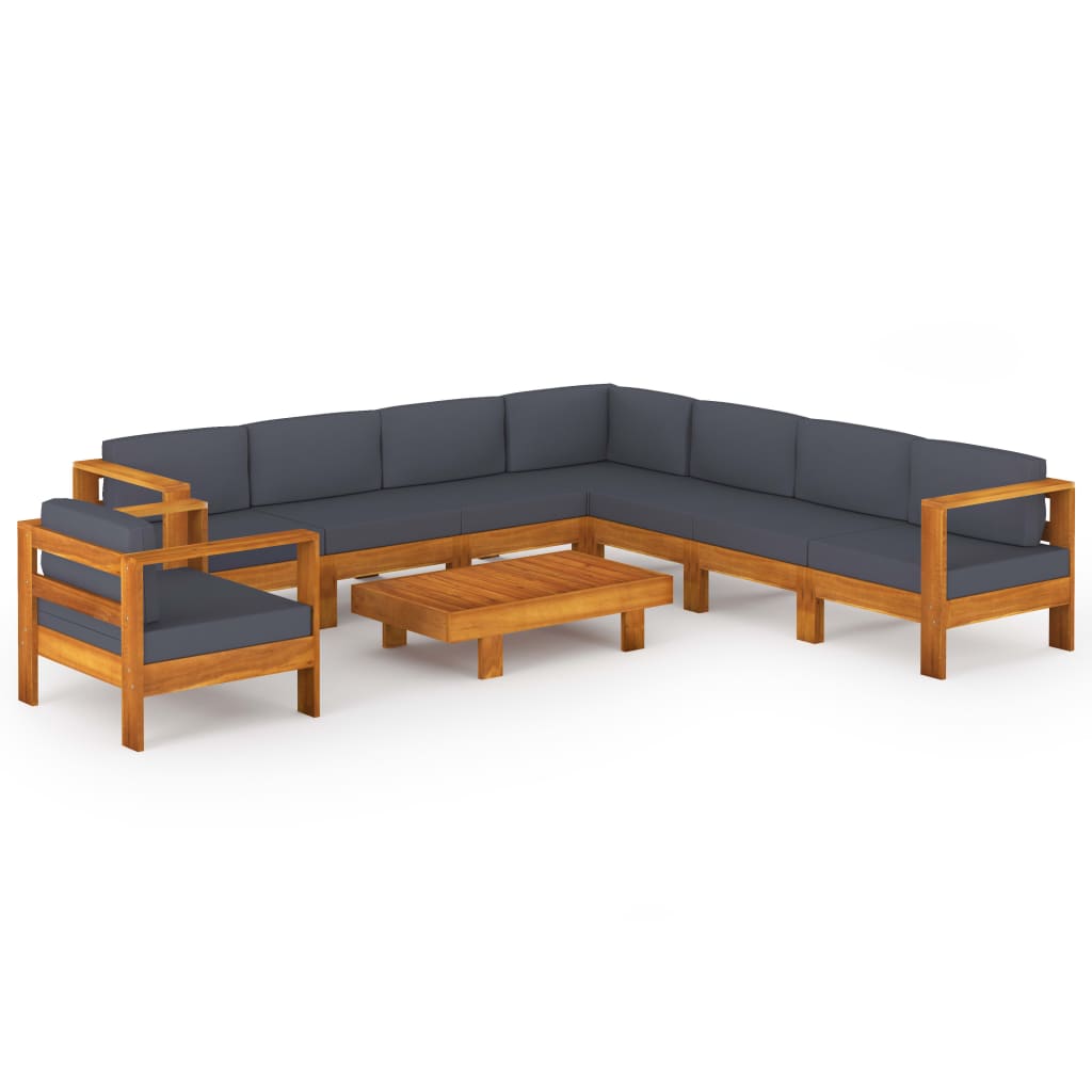 9-delige Loungeset met donkergrijze kussens acaciahout Tuinsets | Creëer jouw Trendy Thuis | Gratis bezorgd & Retour | Trendy.nl