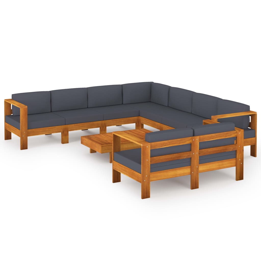 9-delige Loungeset met donkergrijze kussens acaciahout Tuinsets | Creëer jouw Trendy Thuis | Gratis bezorgd & Retour | Trendy.nl