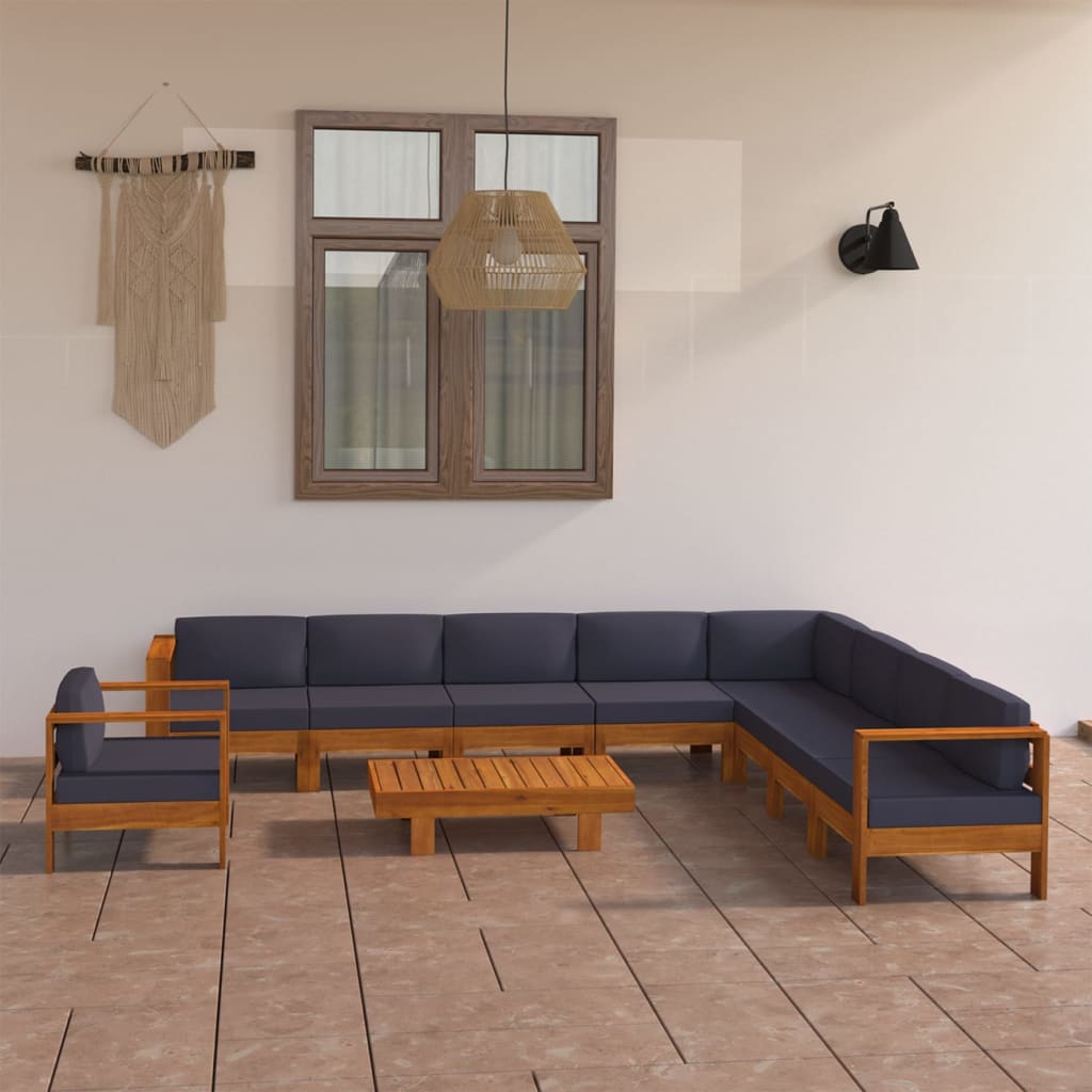 10-delige Loungeset met donkergrijze kussens acaciahout Tuinsets | Creëer jouw Trendy Thuis | Gratis bezorgd & Retour | Trendy.nl