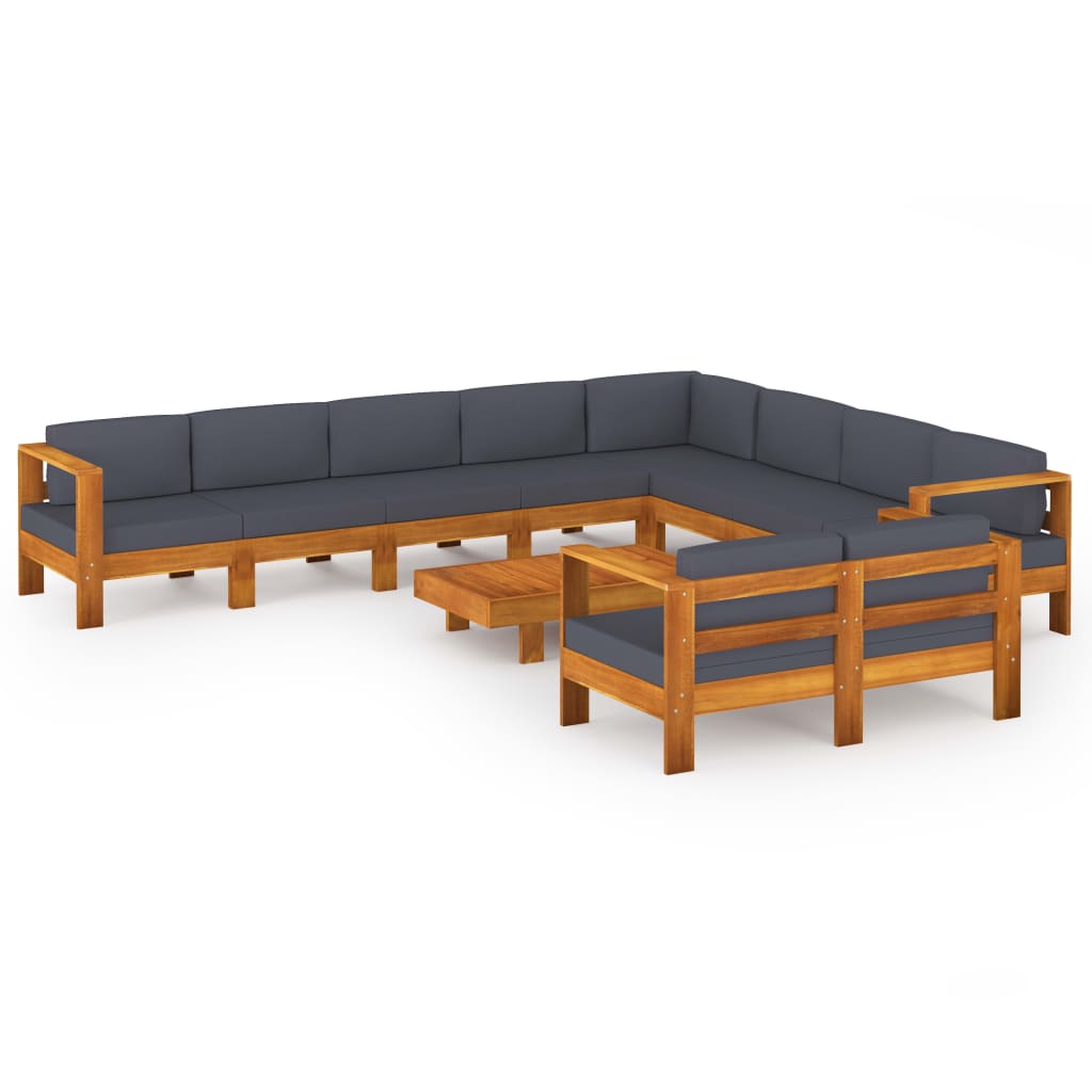 10-delige Loungeset met donkergrijze kussens acaciahout Tuinsets | Creëer jouw Trendy Thuis | Gratis bezorgd & Retour | Trendy.nl