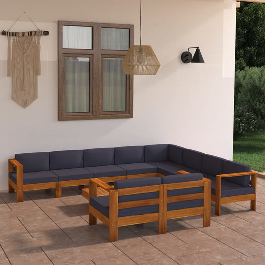 10-delige Loungeset met donkergrijze kussens acaciahout Tuinsets | Creëer jouw Trendy Thuis | Gratis bezorgd & Retour | Trendy.nl