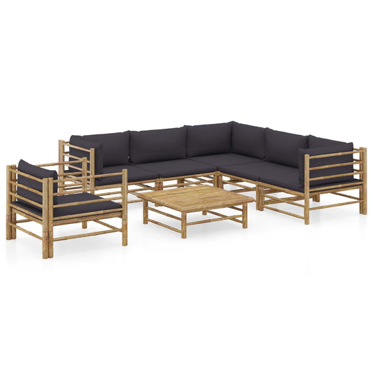 7-delige Loungeset met donkergrijze kussens bamboe Tuinsets | Creëer jouw Trendy Thuis | Gratis bezorgd & Retour | Trendy.nl