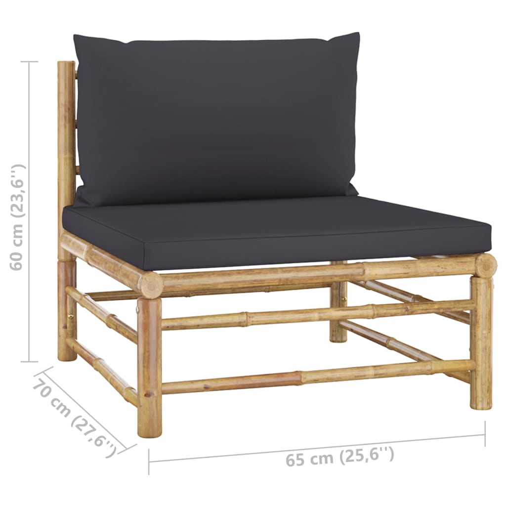 5-delige Loungeset met donkergrijze kussens bamboe Tuinsets | Creëer jouw Trendy Thuis | Gratis bezorgd & Retour | Trendy.nl