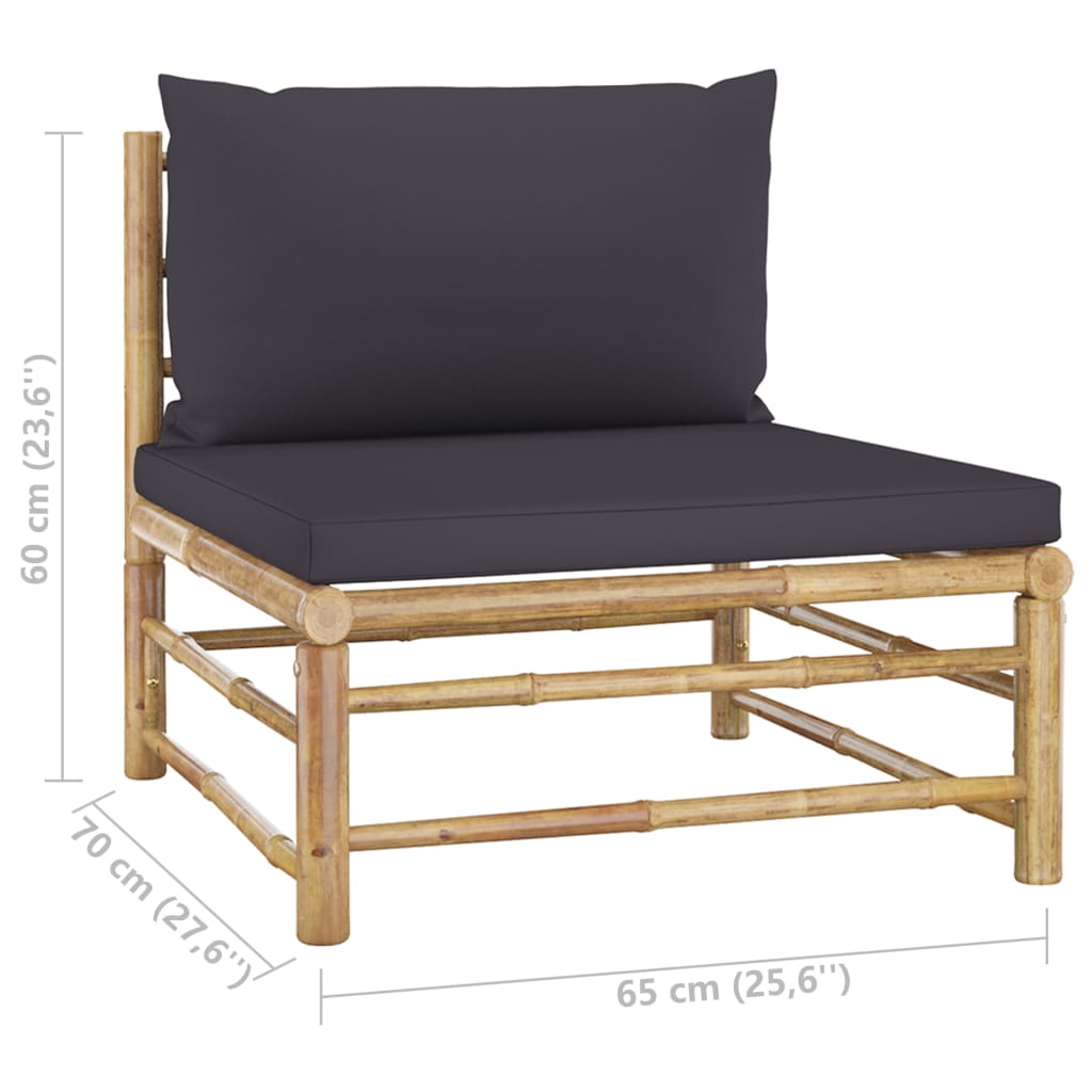 3-delige Loungeset met donkergrijze kussens bamboe Tuinsets | Creëer jouw Trendy Thuis | Gratis bezorgd & Retour | Trendy.nl