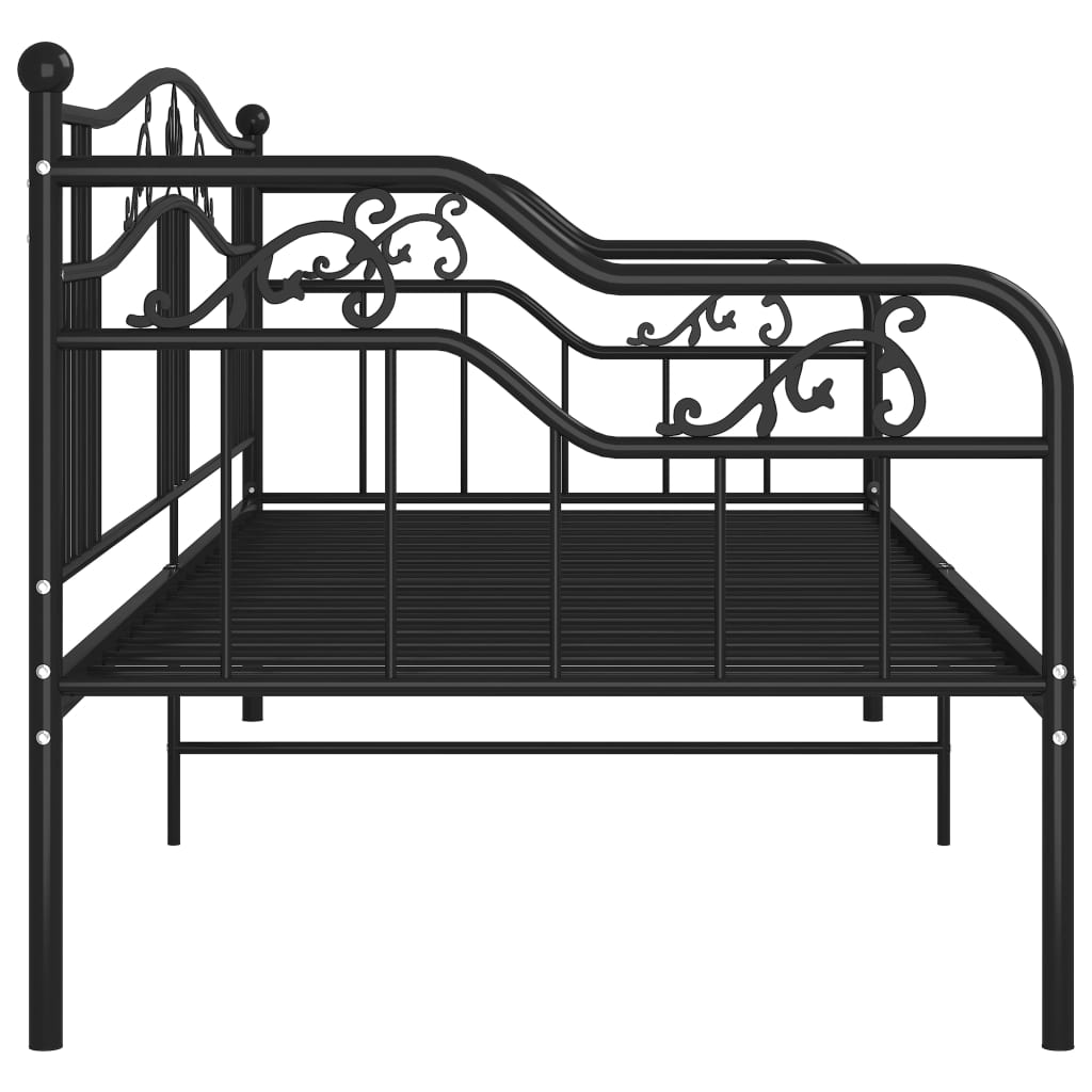 Slaapbankframe metaal zwart 90x200 cm