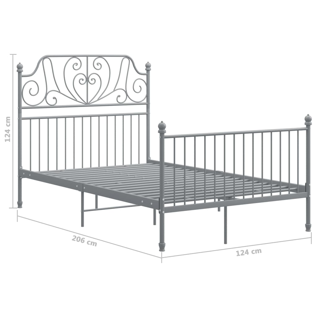 Bedframe metaal grijs 120x200 cm