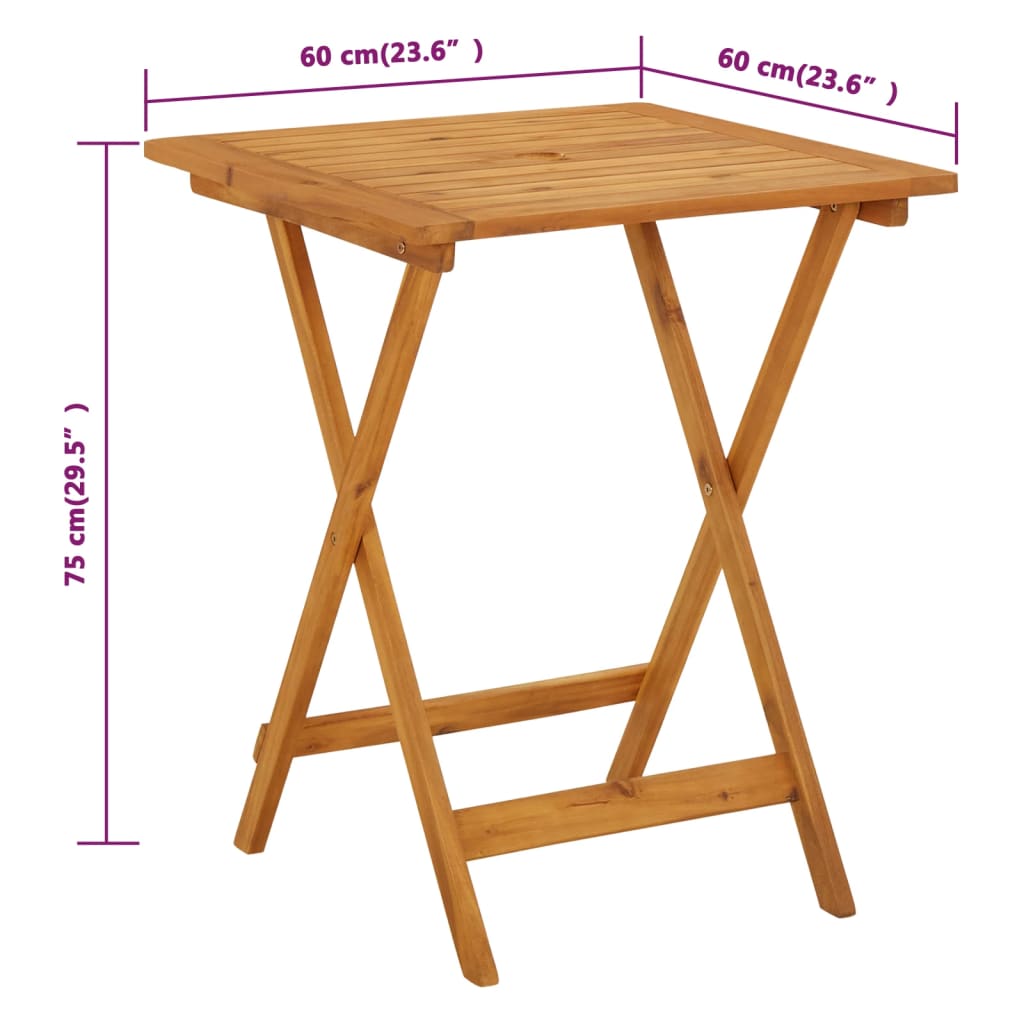 Tuintafel inklapbaar 60x60x75 cm massief acaciahout Tuintafels | Creëer jouw Trendy Thuis | Gratis bezorgd & Retour | Trendy.nl