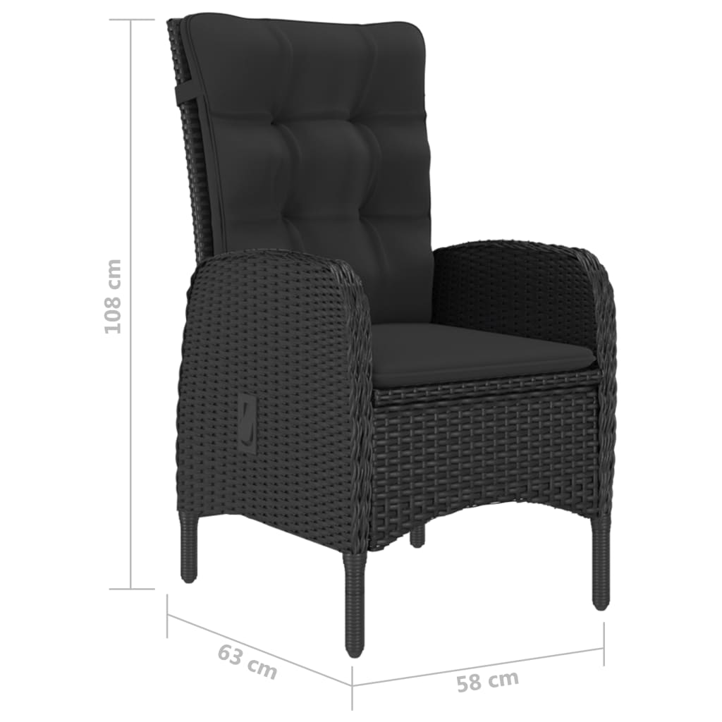 9-delige Tuinset poly rattan en glas zwart Tuinsets | Creëer jouw Trendy Thuis | Gratis bezorgd & Retour | Trendy.nl