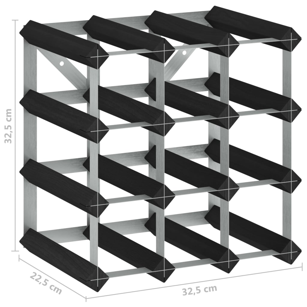 Wijnrek voor 12 flessen massief grenenhout zwart Wijnrekken | Creëer jouw Trendy Thuis | Gratis bezorgd & Retour | Trendy.nl