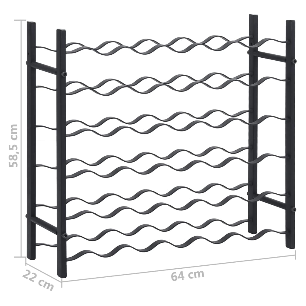 Wijnrek voor 36 flessen ijzer zwart