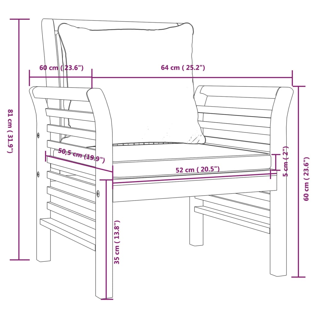 5-delige Loungeset met kussens massief acaciahout Tuinsets | Creëer jouw Trendy Thuis | Gratis bezorgd & Retour | Trendy.nl