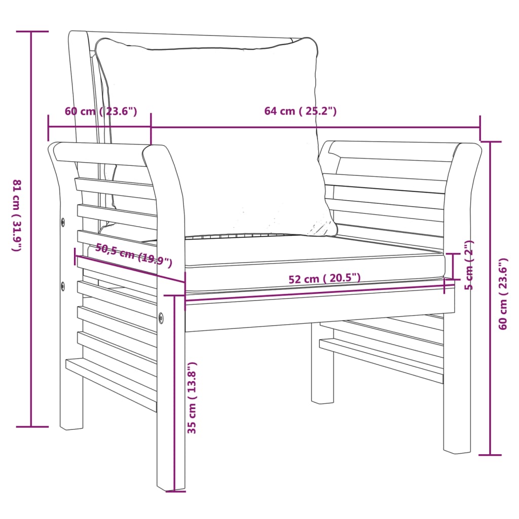 5-delige Loungeset met kussens massief acaciahout Tuinsets | Creëer jouw Trendy Thuis | Gratis bezorgd & Retour | Trendy.nl