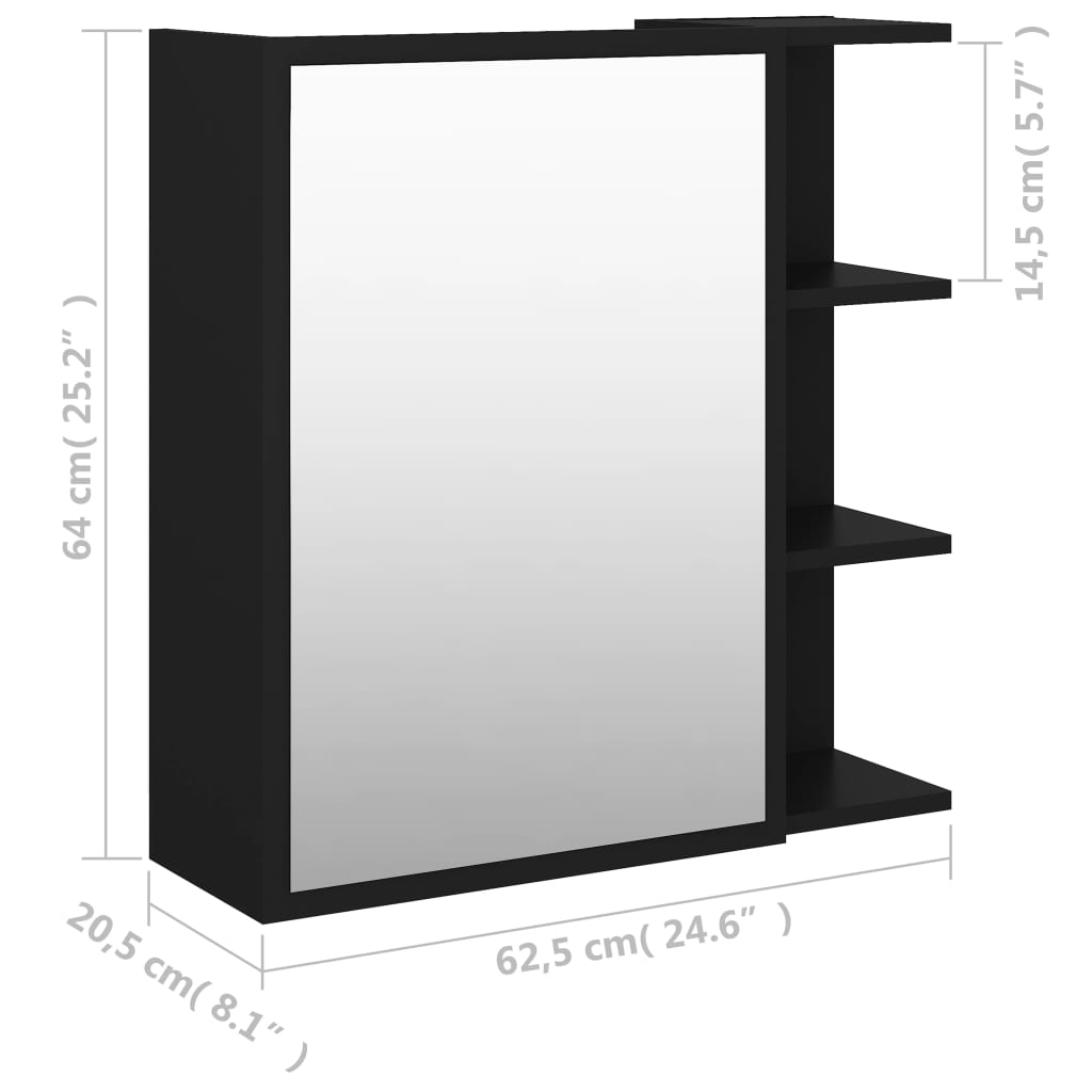 Badkamerspiegelkast 62,5x20,5x64 cm bewerkt hout zwart