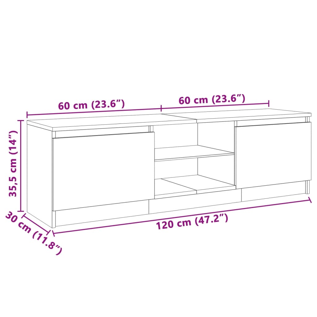 Modern Tv-meubel met Verlichting - 120x30x35,5 cm - Betongrijze Elegantie Tv-meubels | Creëer jouw Trendy Thuis | Gratis bezorgd & Retour | Trendy.nl