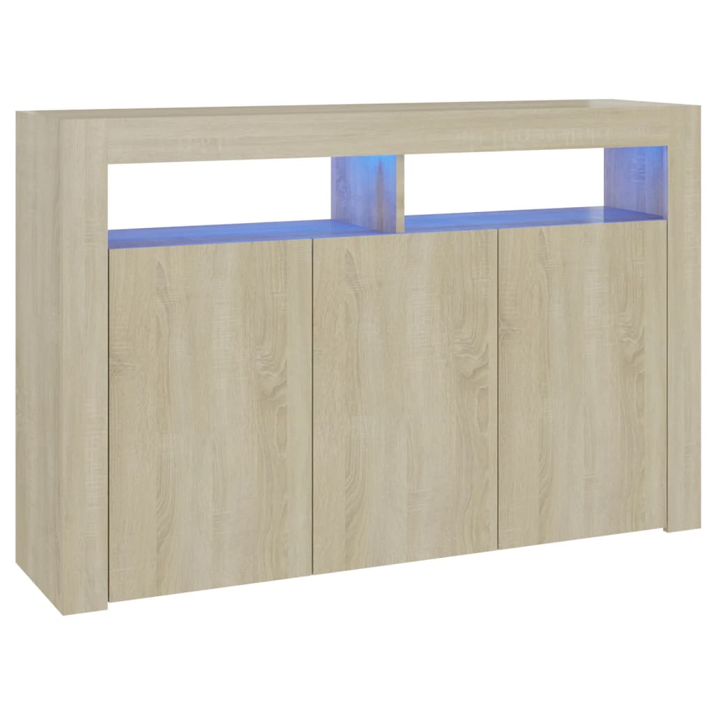 Dressoir met LED-verlichting 115,5x30x75 cm sonoma eikenkleur Dressoirs & buffetkasten | Creëer jouw Trendy Thuis | Gratis bezorgd & Retour | Trendy.nl