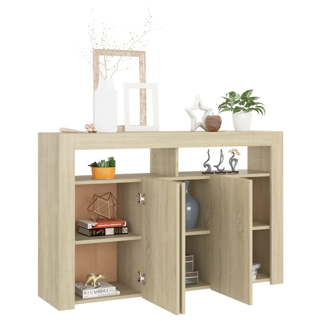 Dressoir met LED-verlichting 115,5x30x75 cm sonoma eikenkleur Dressoirs & buffetkasten | Creëer jouw Trendy Thuis | Gratis bezorgd & Retour | Trendy.nl