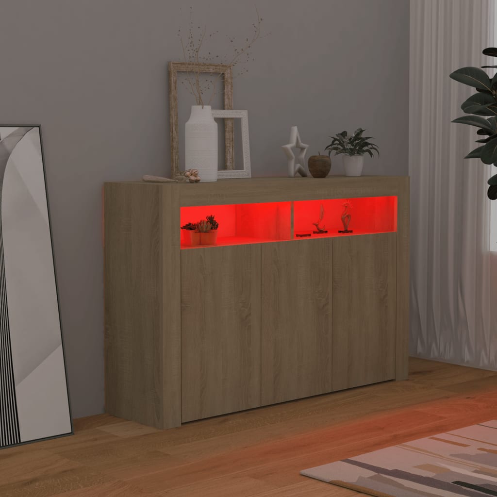 Dressoir met LED-verlichting 115,5x30x75 cm sonoma eikenkleur Dressoirs & buffetkasten | Creëer jouw Trendy Thuis | Gratis bezorgd & Retour | Trendy.nl