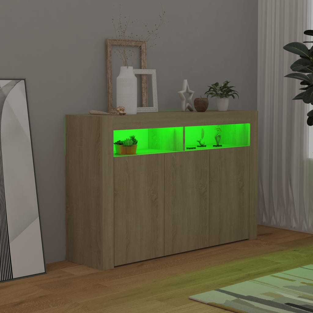 Dressoir met LED-verlichting 115,5x30x75 cm sonoma eikenkleur Dressoirs & buffetkasten | Creëer jouw Trendy Thuis | Gratis bezorgd & Retour | Trendy.nl