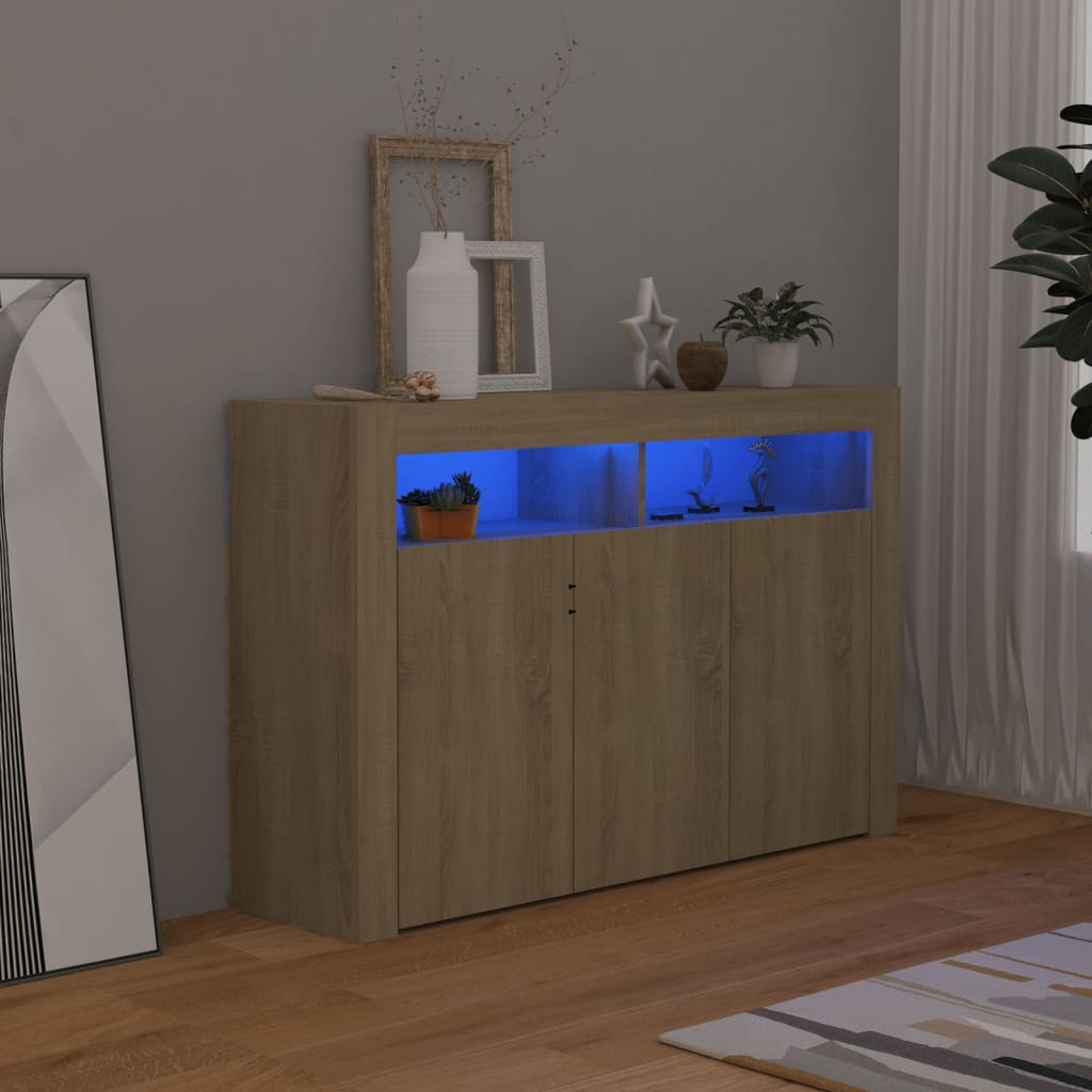 Dressoir met LED-verlichting 115,5x30x75 cm sonoma eikenkleur Dressoirs & buffetkasten | Creëer jouw Trendy Thuis | Gratis bezorgd & Retour | Trendy.nl