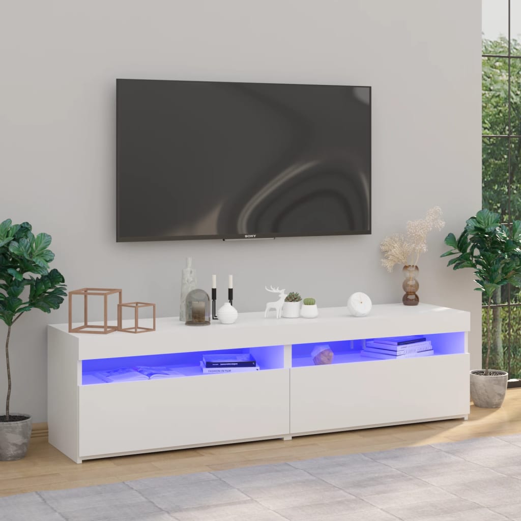 Tv-meubelen 2 st met LED-verlichting 75x35x40 cm hoogglans wit Tv-meubels | Creëer jouw Trendy Thuis | Gratis bezorgd & Retour | Trendy.nl