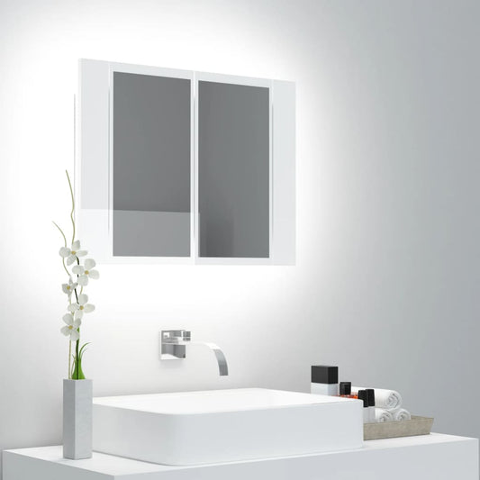 Badkamerkast met spiegel en LED 60x12x45 cm acryl hoogglans wit Badkamerkaptafels | Creëer jouw Trendy Thuis | Gratis bezorgd & Retour | Trendy.nl