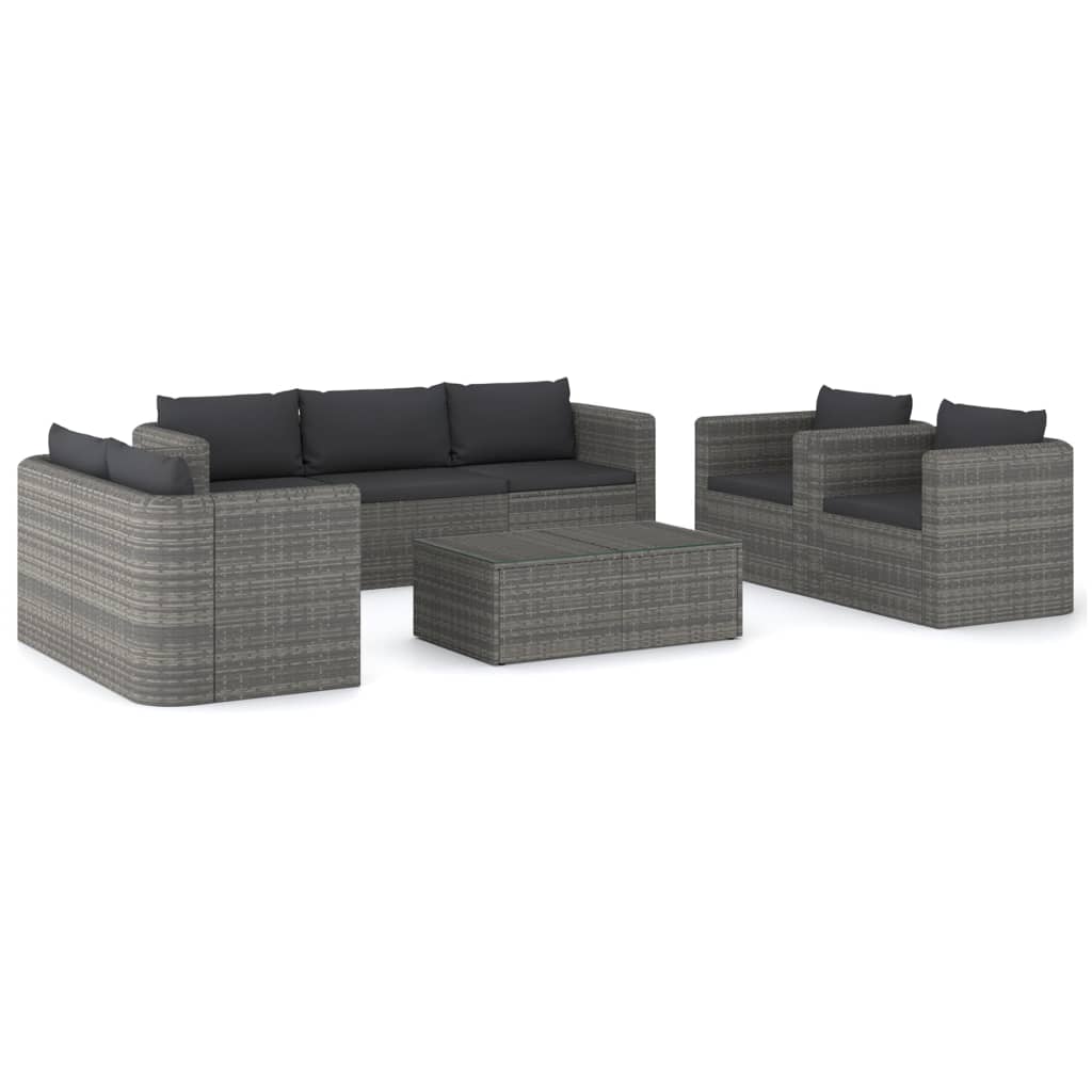 8-delige Loungeset met kussens poly rattan grijs Tuinsets | Creëer jouw Trendy Thuis | Gratis bezorgd & Retour | Trendy.nl