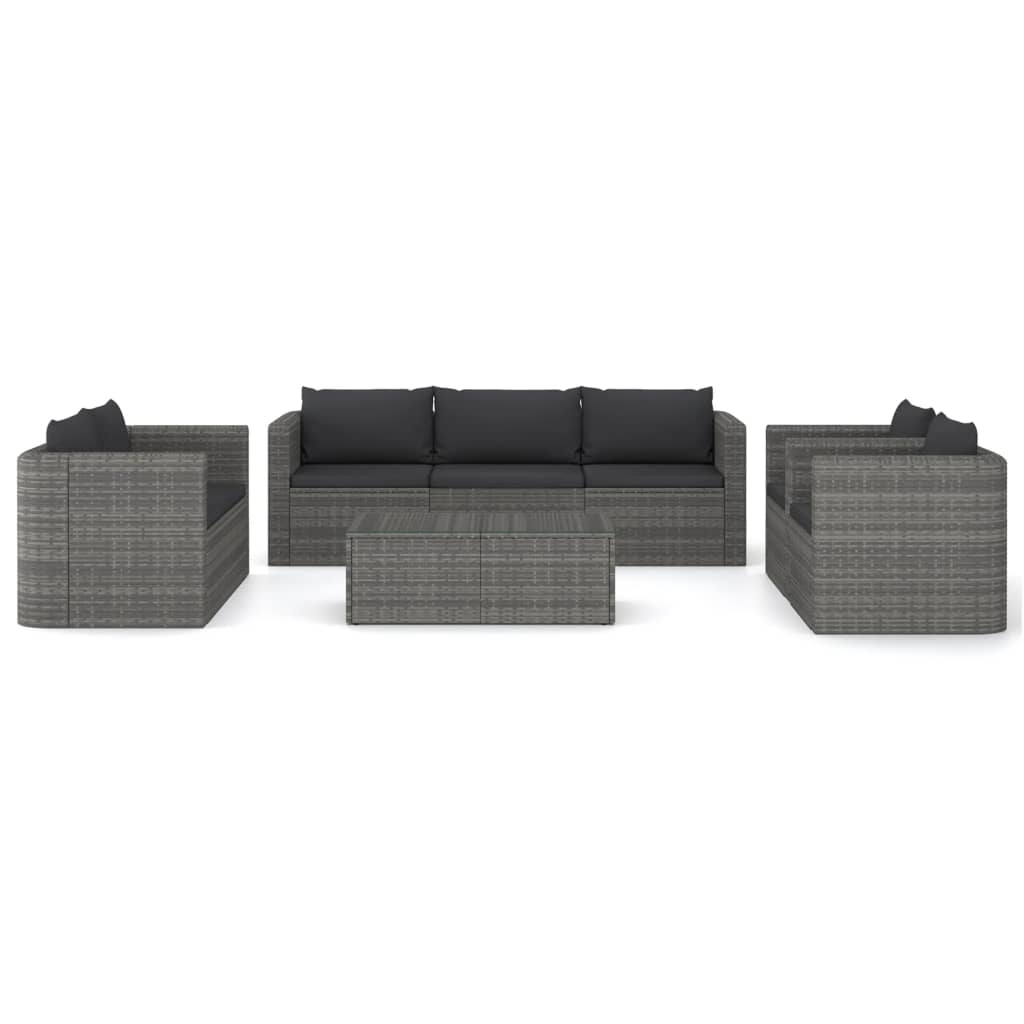 8-delige Loungeset met kussens poly rattan grijs Tuinsets | Creëer jouw Trendy Thuis | Gratis bezorgd & Retour | Trendy.nl