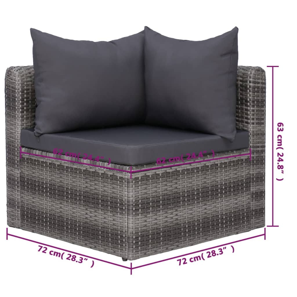 8-delige Loungeset met kussens poly rattan grijs Tuinsets | Creëer jouw Trendy Thuis | Gratis bezorgd & Retour | Trendy.nl