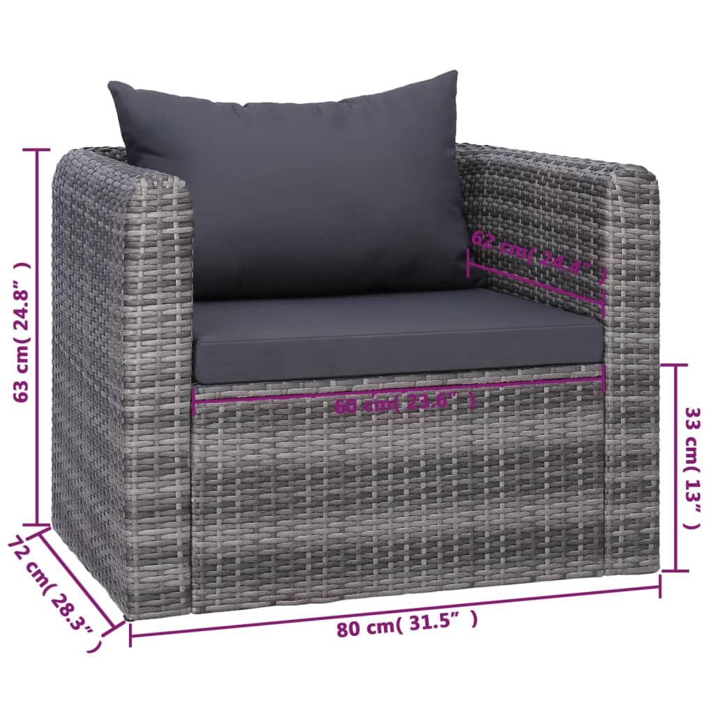 8-delige Loungeset met kussens poly rattan grijs Tuinsets | Creëer jouw Trendy Thuis | Gratis bezorgd & Retour | Trendy.nl