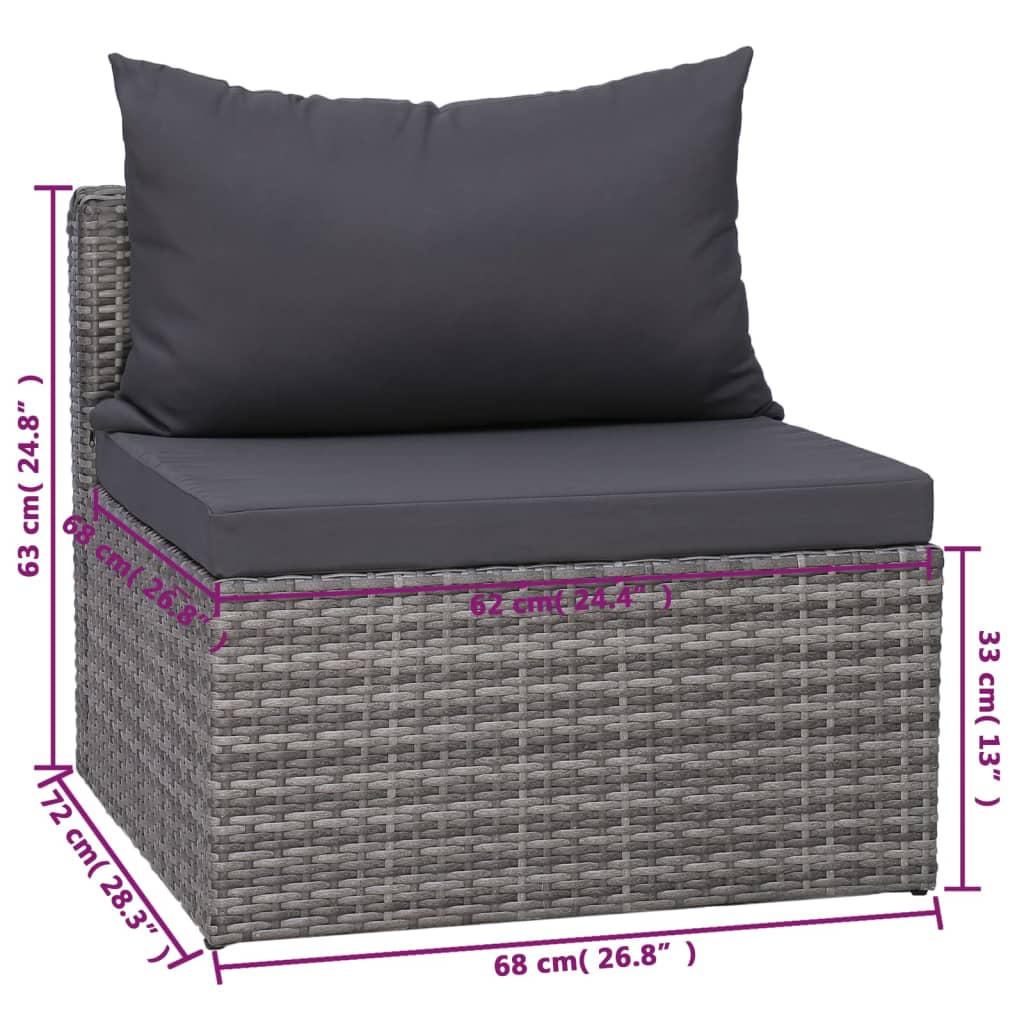 8-delige Loungeset met kussens poly rattan grijs Tuinsets | Creëer jouw Trendy Thuis | Gratis bezorgd & Retour | Trendy.nl