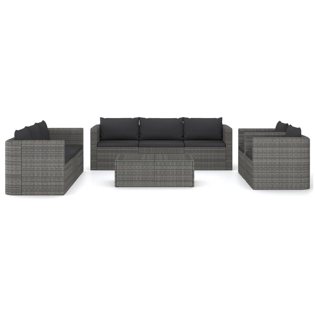 9-delige Loungeset met kussens poly rattan grijs Tuinsets | Creëer jouw Trendy Thuis | Gratis bezorgd & Retour | Trendy.nl