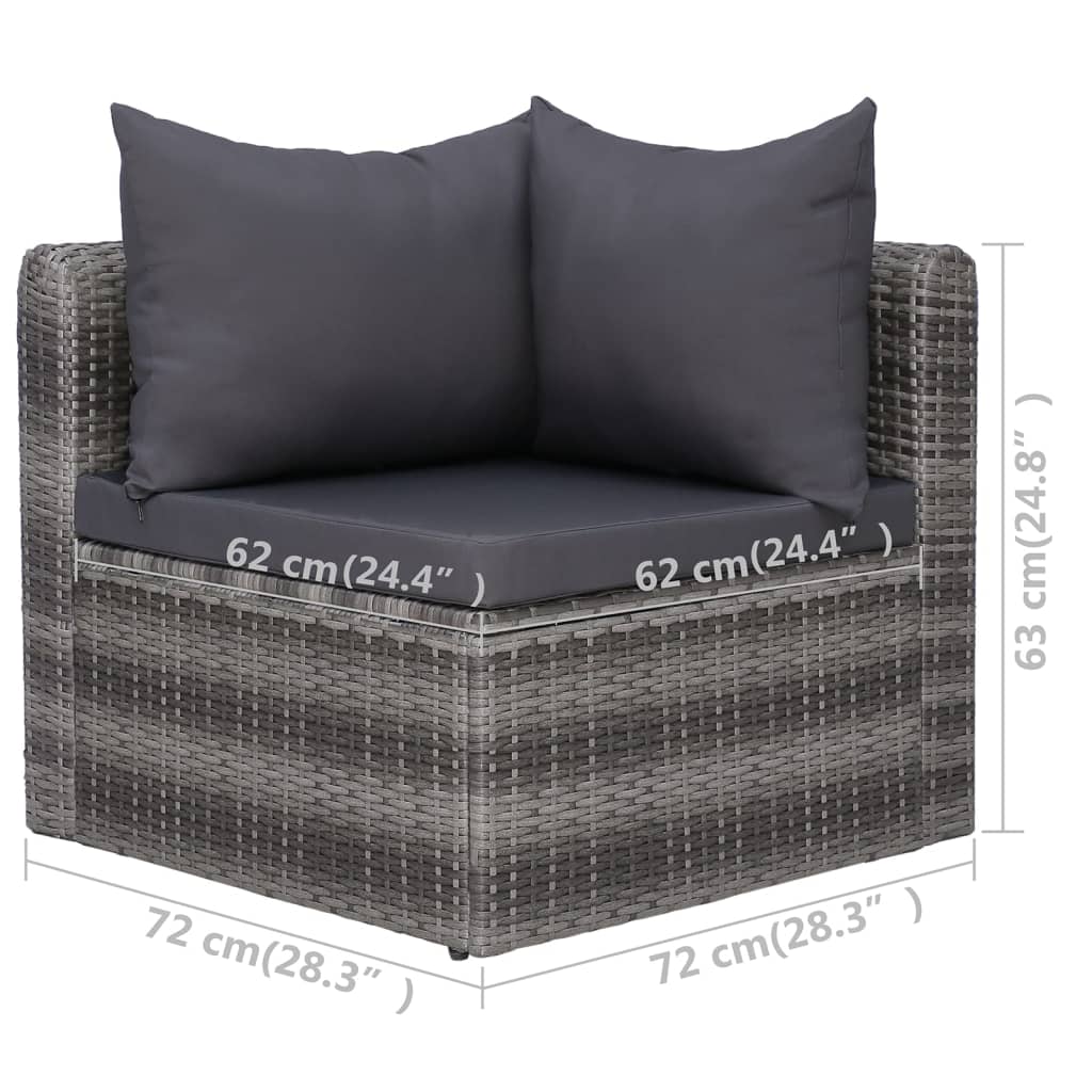 9-delige Loungeset met kussens poly rattan grijs Tuinsets | Creëer jouw Trendy Thuis | Gratis bezorgd & Retour | Trendy.nl