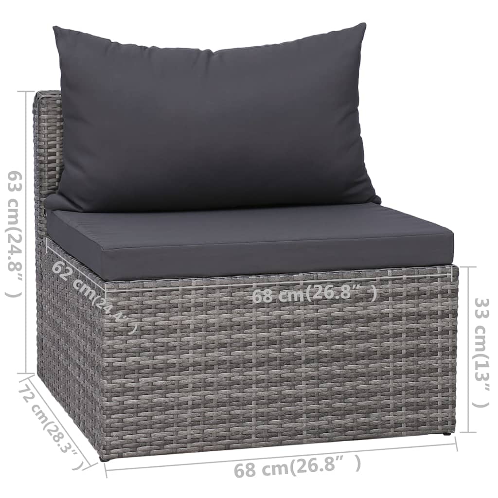 9-delige Loungeset met kussens poly rattan grijs Tuinsets | Creëer jouw Trendy Thuis | Gratis bezorgd & Retour | Trendy.nl