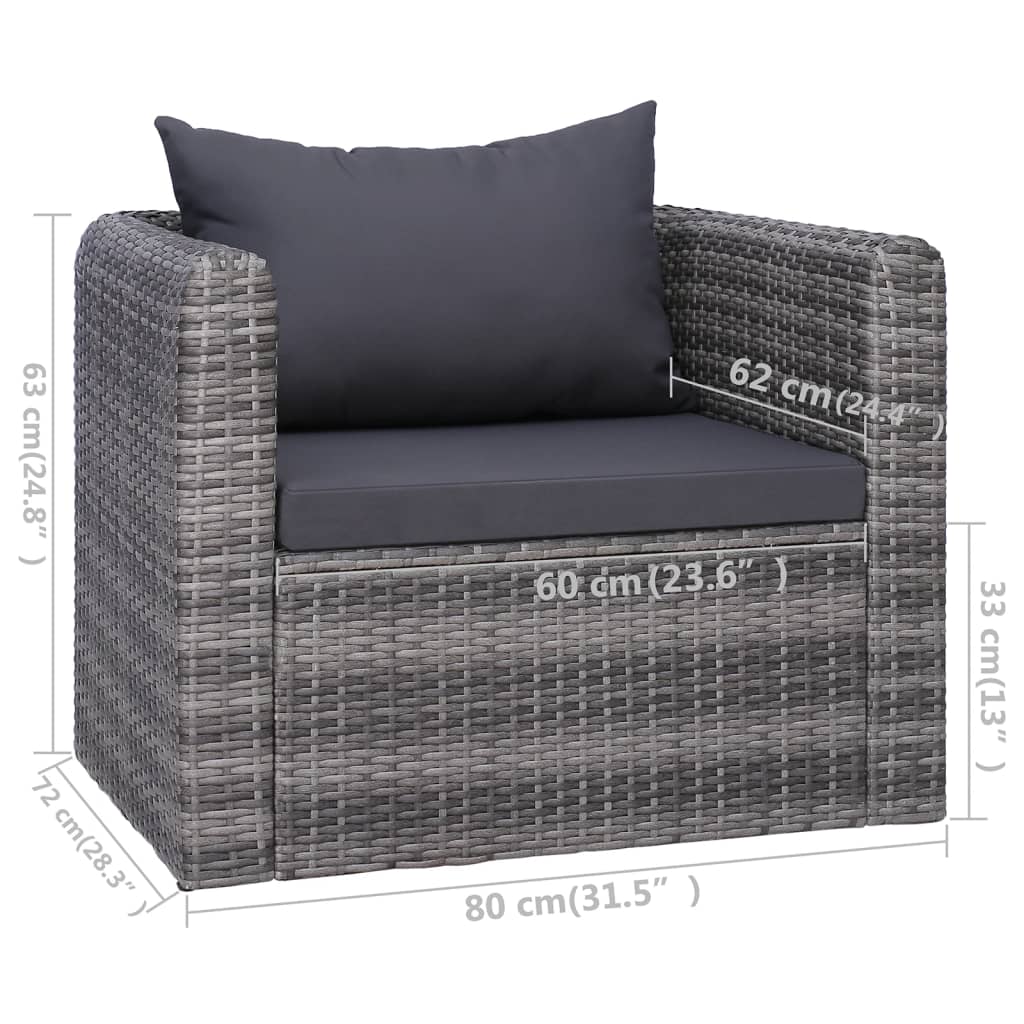 9-delige Loungeset met kussens poly rattan grijs Tuinsets | Creëer jouw Trendy Thuis | Gratis bezorgd & Retour | Trendy.nl