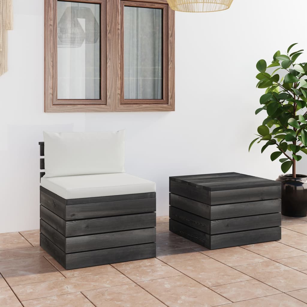 2-delige Loungeset met kussens pallet massief grenenhout Tuinsets | Creëer jouw Trendy Thuis | Gratis bezorgd & Retour | Trendy.nl