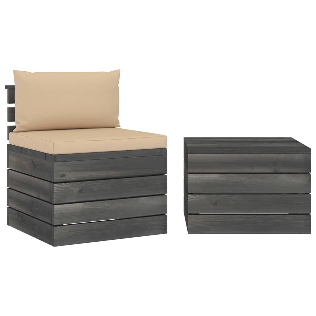 2-delige Loungeset met kussens pallet massief grenenhout Tuinsets | Creëer jouw Trendy Thuis | Gratis bezorgd & Retour | Trendy.nl