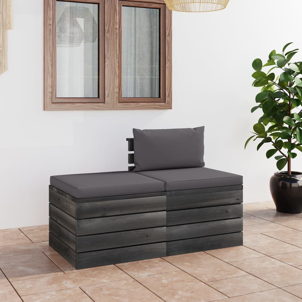 2-delige Loungeset met kussens pallet massief grenenhout Tuinsets | Creëer jouw Trendy Thuis | Gratis bezorgd & Retour | Trendy.nl