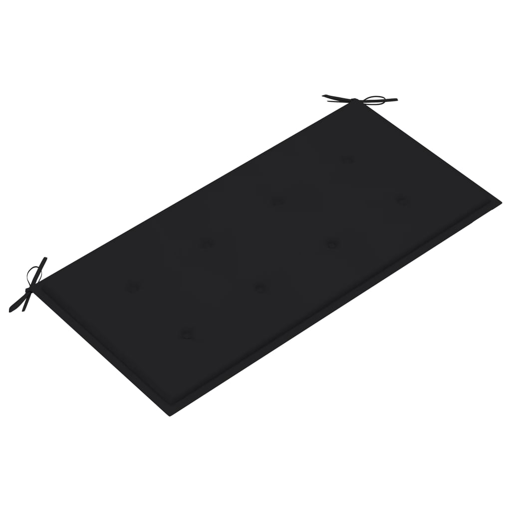 Tuinbank met zwart kussen 112 cm massief teakhout