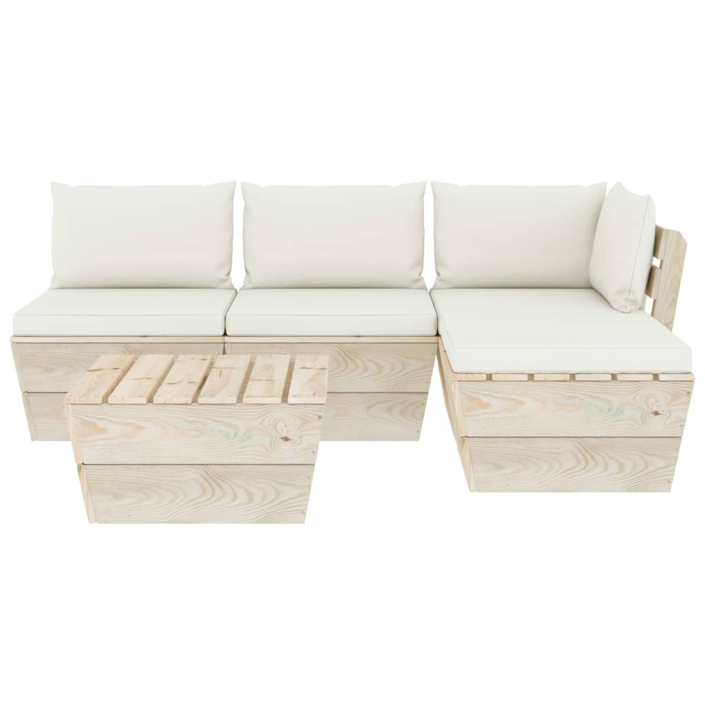 5-delige Loungeset met kussens pallet vurenhout Tuinsets | Creëer jouw Trendy Thuis | Gratis bezorgd & Retour | Trendy.nl