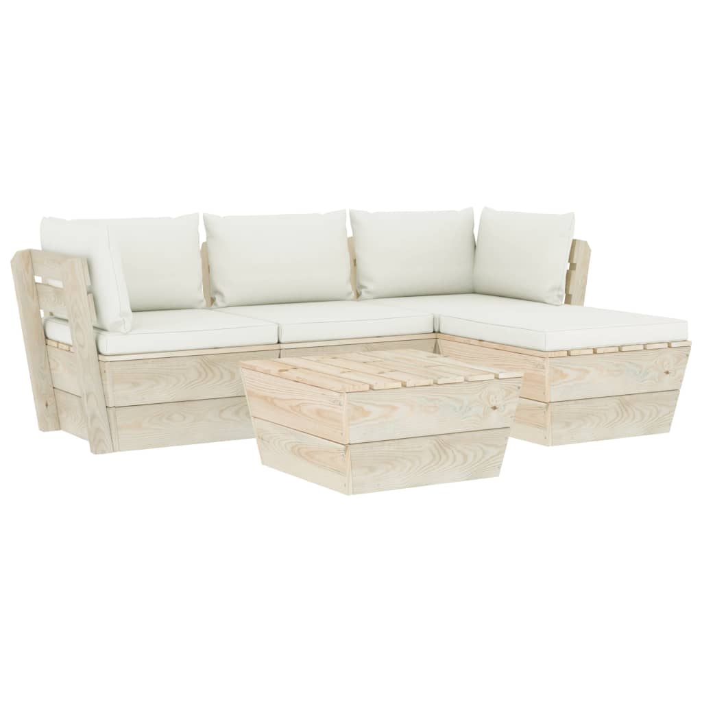 5-delige Loungeset met kussens pallet vurenhout Tuinsets | Creëer jouw Trendy Thuis | Gratis bezorgd & Retour | Trendy.nl