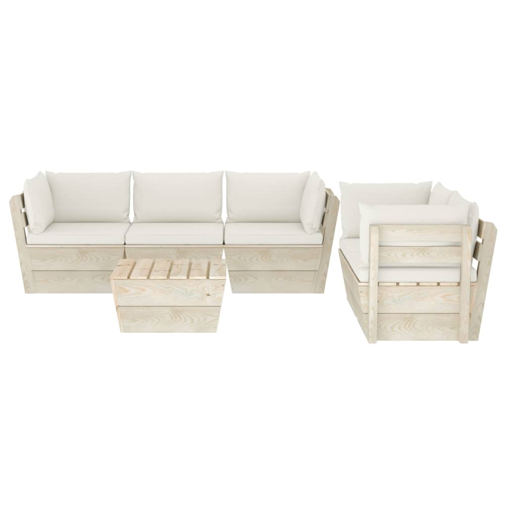 6-delige Loungeset met kussens pallet vurenhout Tuinsets | Creëer jouw Trendy Thuis | Gratis bezorgd & Retour | Trendy.nl