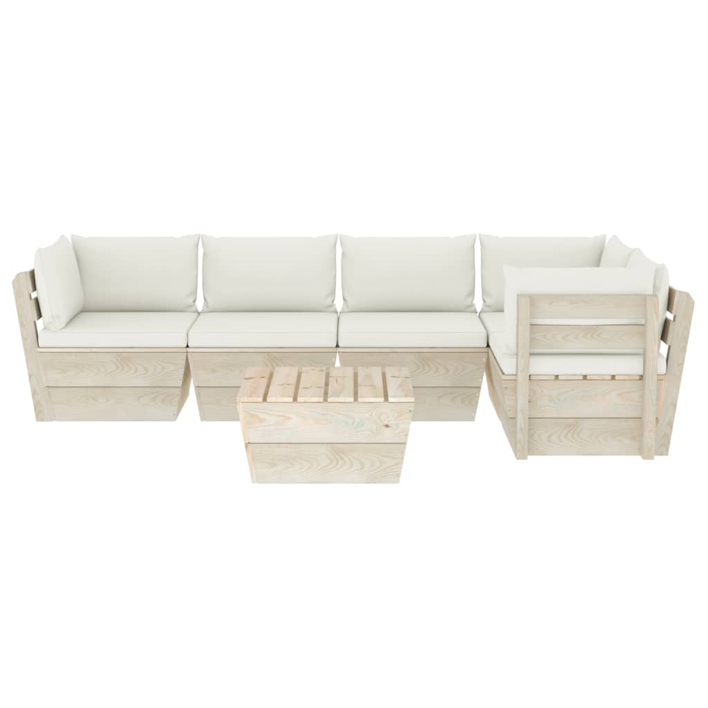 6-delige Loungeset met kussens pallet vurenhout Tuinsets | Creëer jouw Trendy Thuis | Gratis bezorgd & Retour | Trendy.nl