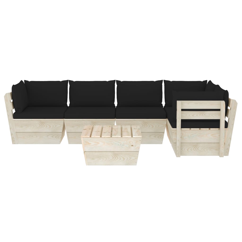 6-delige Loungeset met kussens pallet vurenhout Tuinsets | Creëer jouw Trendy Thuis | Gratis bezorgd & Retour | Trendy.nl