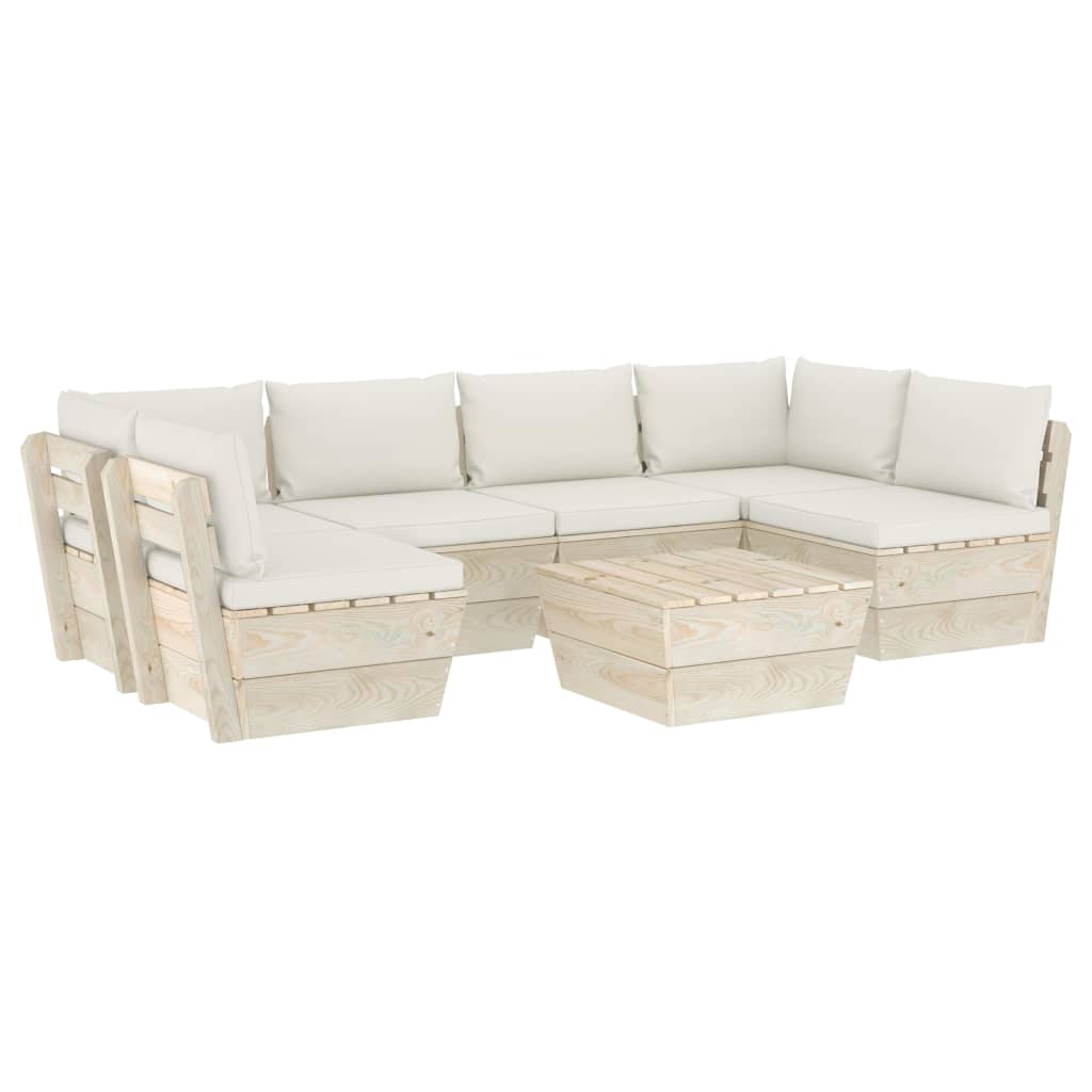 7-delige Loungeset met kussens pallet vurenhout Tuinsets | Creëer jouw Trendy Thuis | Gratis bezorgd & Retour | Trendy.nl