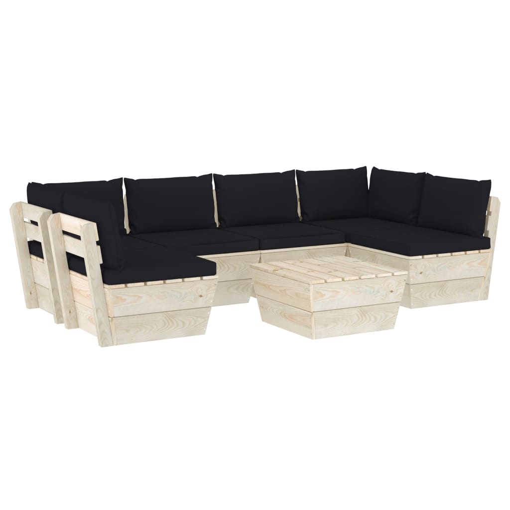 7-delige Loungeset met kussens pallet vurenhout Tuinsets | Creëer jouw Trendy Thuis | Gratis bezorgd & Retour | Trendy.nl