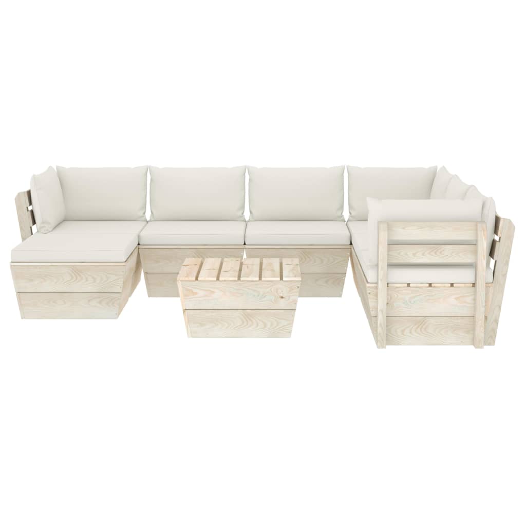 8-delige Loungeset met kussens pallet vurenhout Tuinsets | Creëer jouw Trendy Thuis | Gratis bezorgd & Retour | Trendy.nl