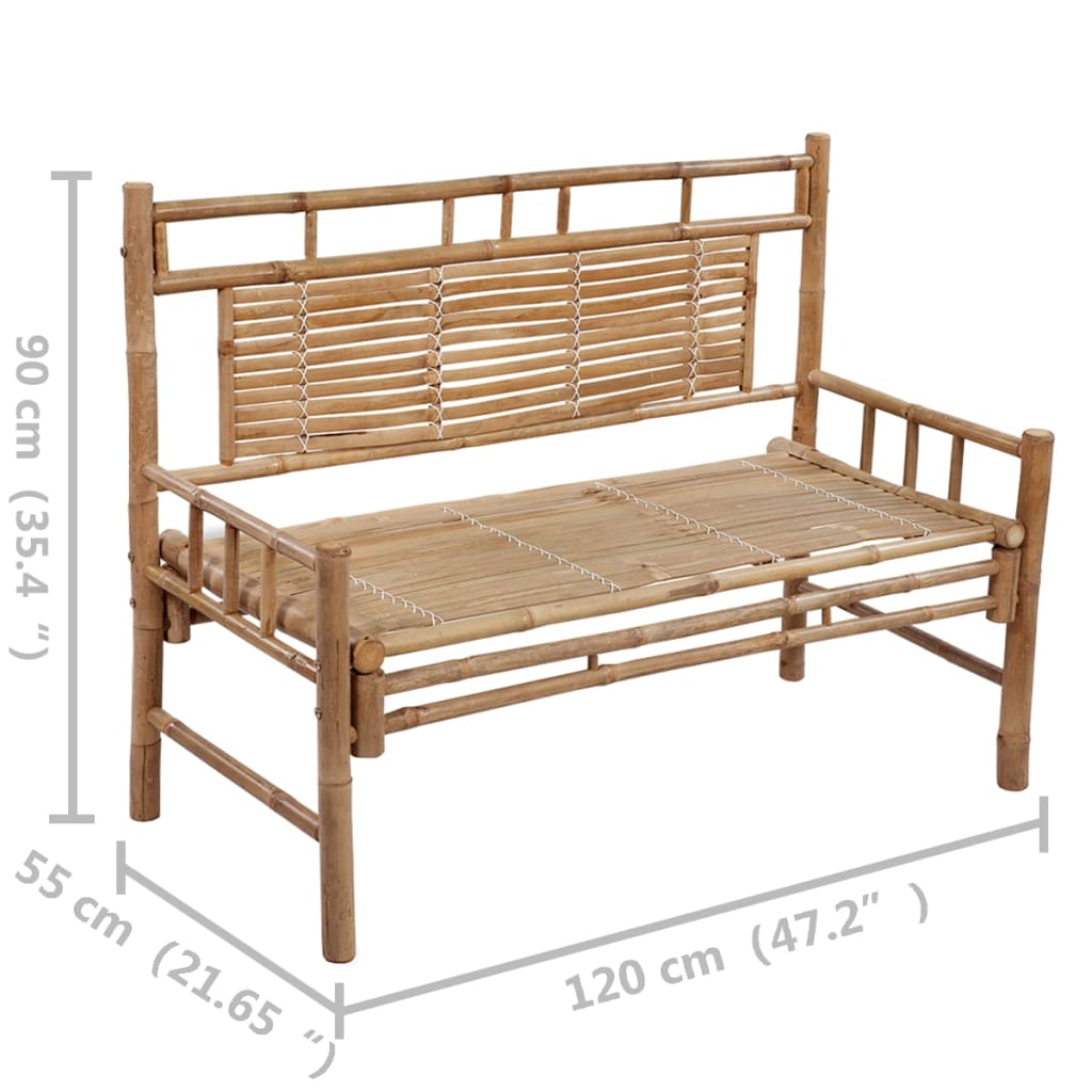 Tuinbank met kussen 120 cm bamboe Tuinbanken | Creëer jouw Trendy Thuis | Gratis bezorgd & Retour | Trendy.nl