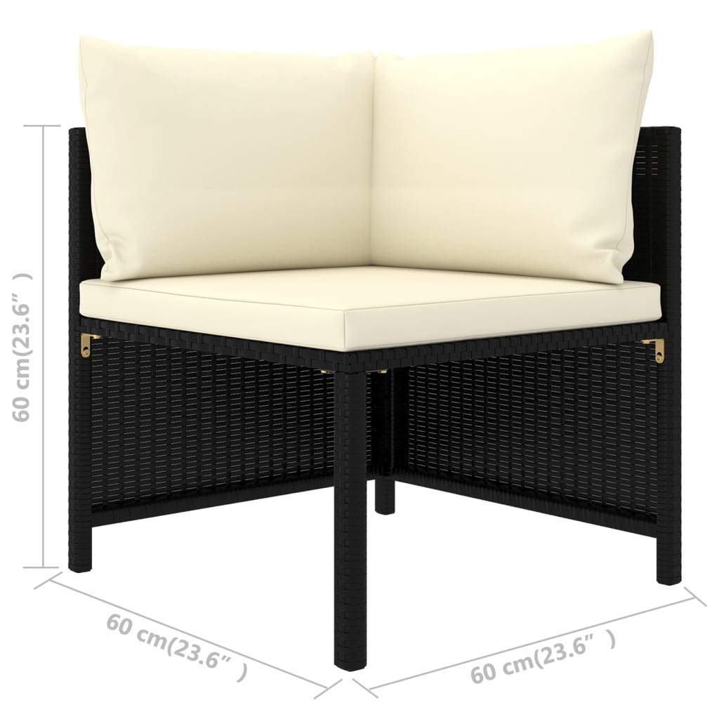 10-delige Loungeset met kussens poly rattan zwart Tuinsets | Creëer jouw Trendy Thuis | Gratis bezorgd & Retour | Trendy.nl