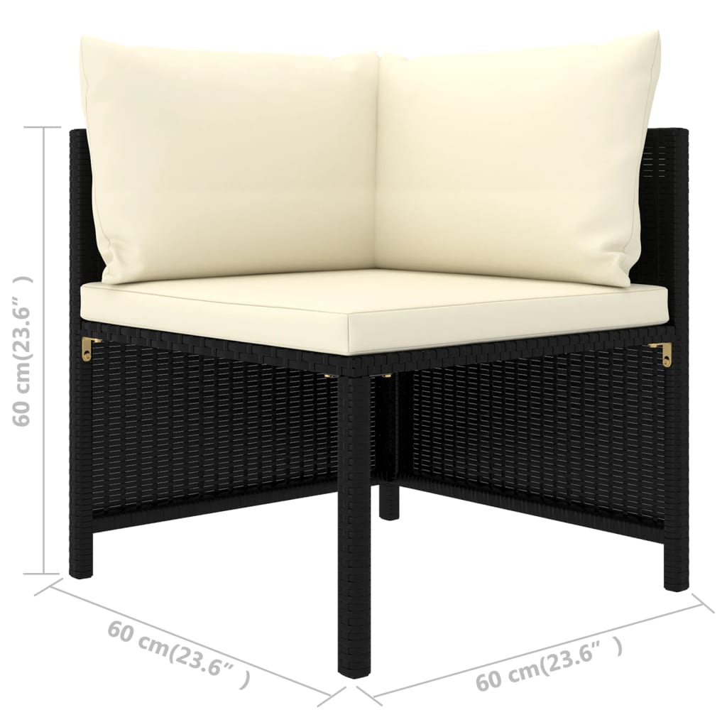 9-delige Loungeset met kussens poly rattan zwart Tuinsets | Creëer jouw Trendy Thuis | Gratis bezorgd & Retour | Trendy.nl