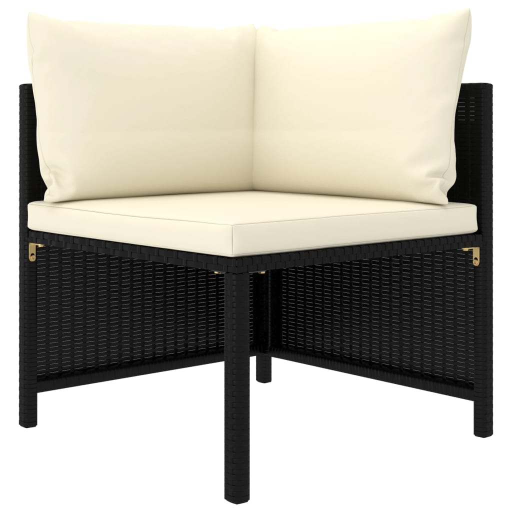 12-delige Loungeset met kussens poly rattan zwart